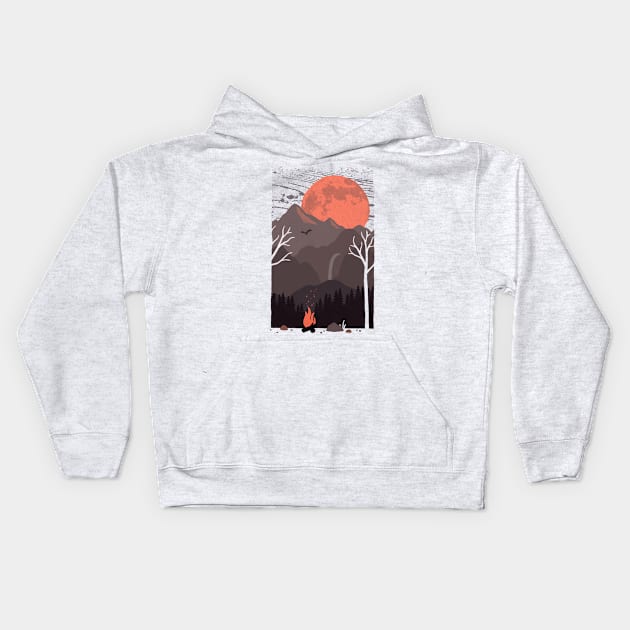 Blood Moon Kids Hoodie by WildOak